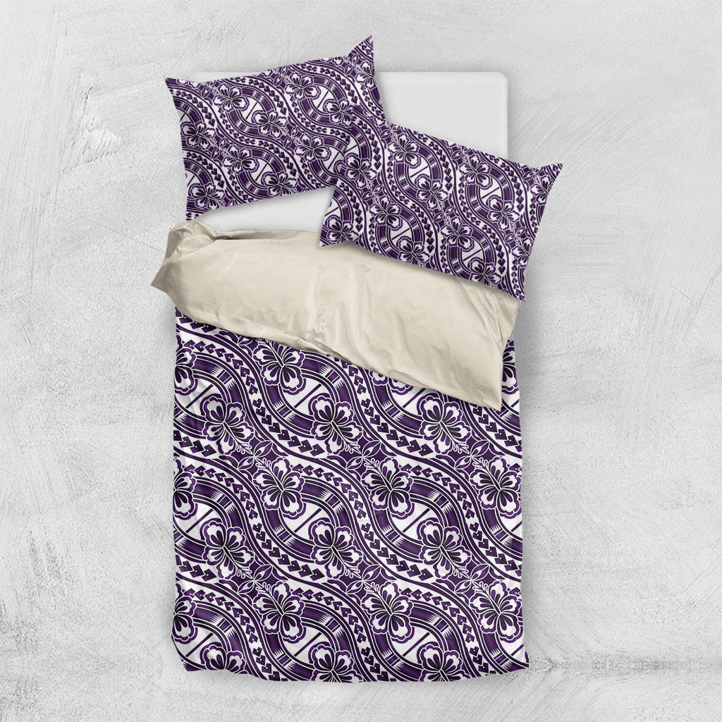 Hibiscus Bloom Island Tribal Waves Bedding Set Purple Polynesian Pattern LT01 US Twin 172cm x 218cm Purple - Polynesian Pride