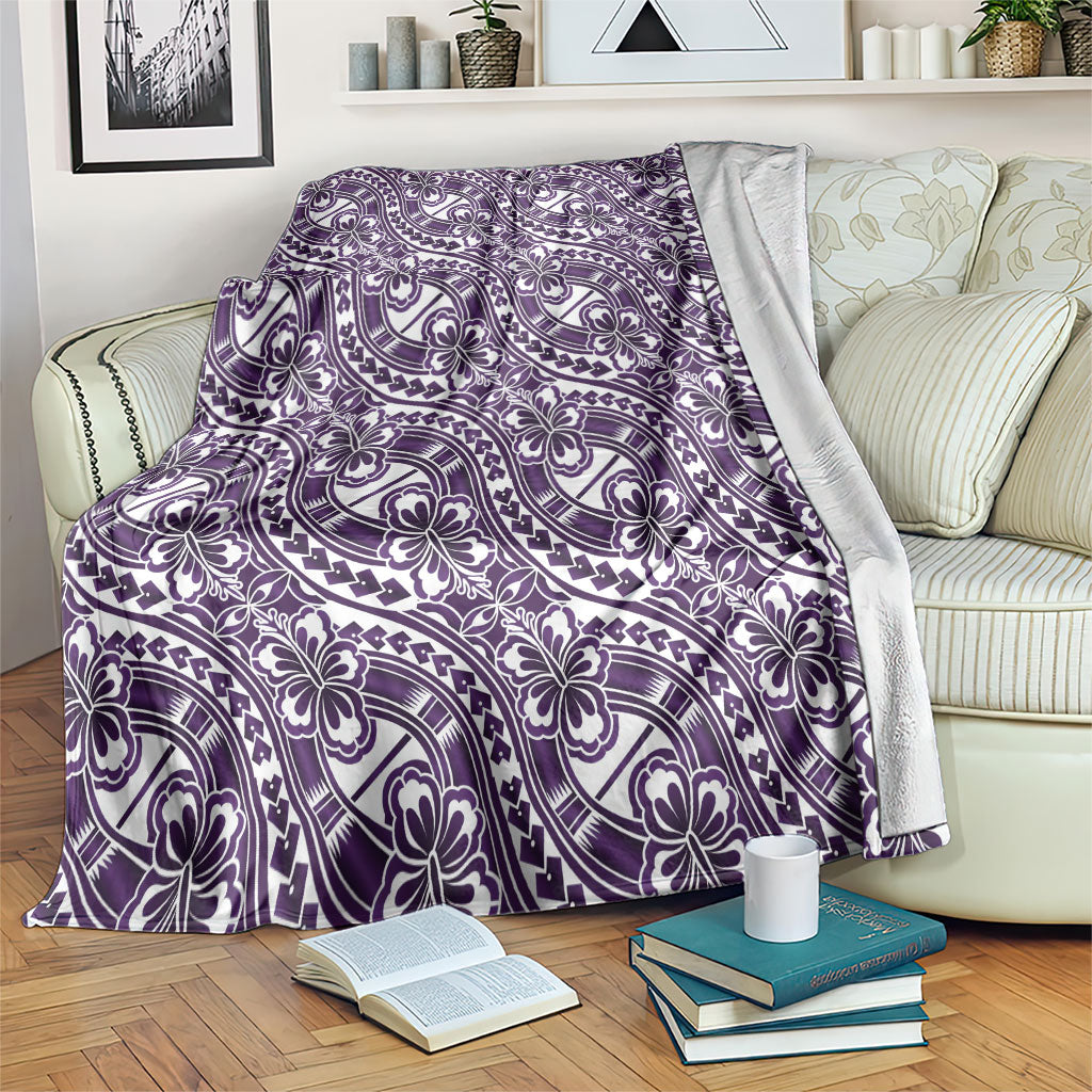 Hibiscus Bloom Island Tribal Waves Blanket Purple Polynesian Pattern LT01 Purple - Polynesian Pride