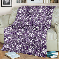 Hibiscus Bloom Island Tribal Waves Blanket Purple Polynesian Pattern LT01 - Polynesian Pride
