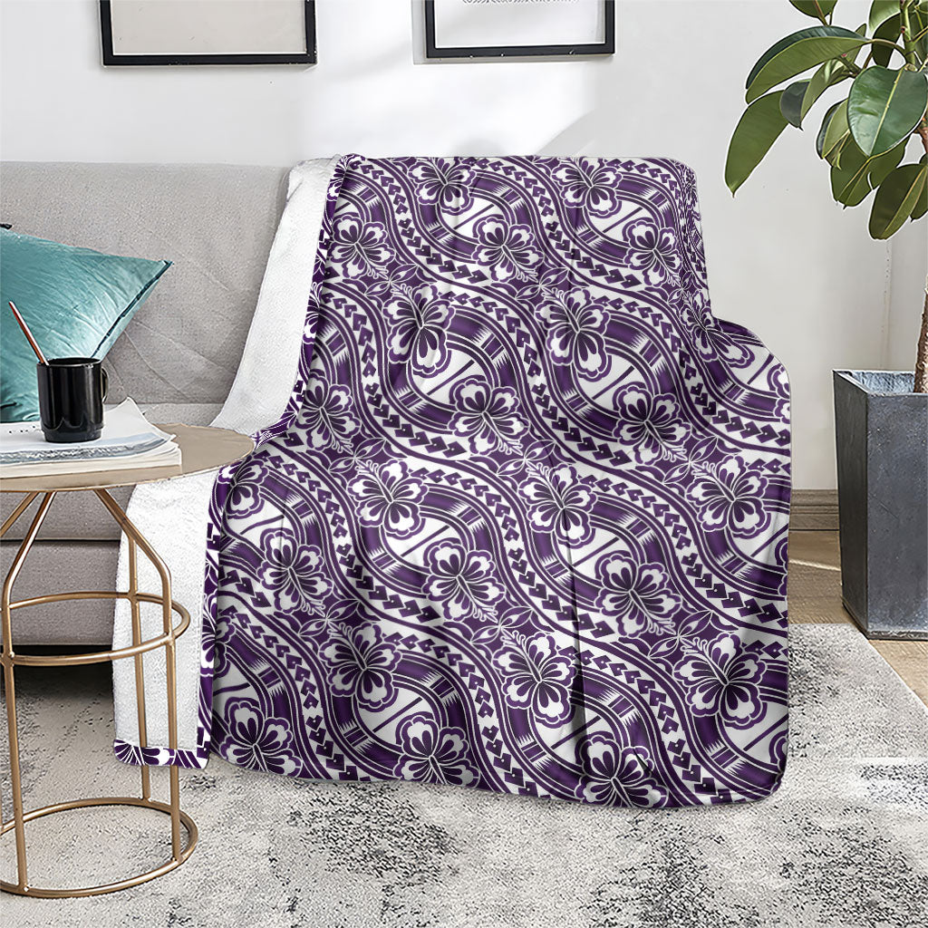 Hibiscus Bloom Island Tribal Waves Blanket Purple Polynesian Pattern LT01 - Polynesian Pride