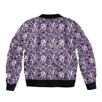 Hibiscus Bloom Island Tribal Waves Bomber Jacket Purple Polynesian Pattern LT01 - Polynesian Pride