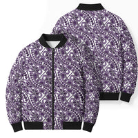 Hibiscus Bloom Island Tribal Waves Bomber Puffer Jacket Purple Polynesian Pattern LT01 - Polynesian Pride
