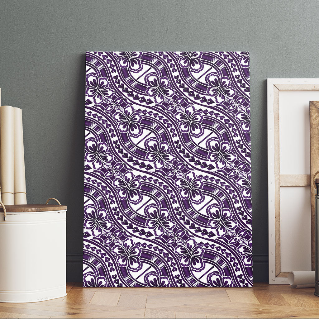 Hibiscus Bloom Island Tribal Waves Canvas Wall Art Purple Polynesian Pattern LT01 - Polynesian Pride