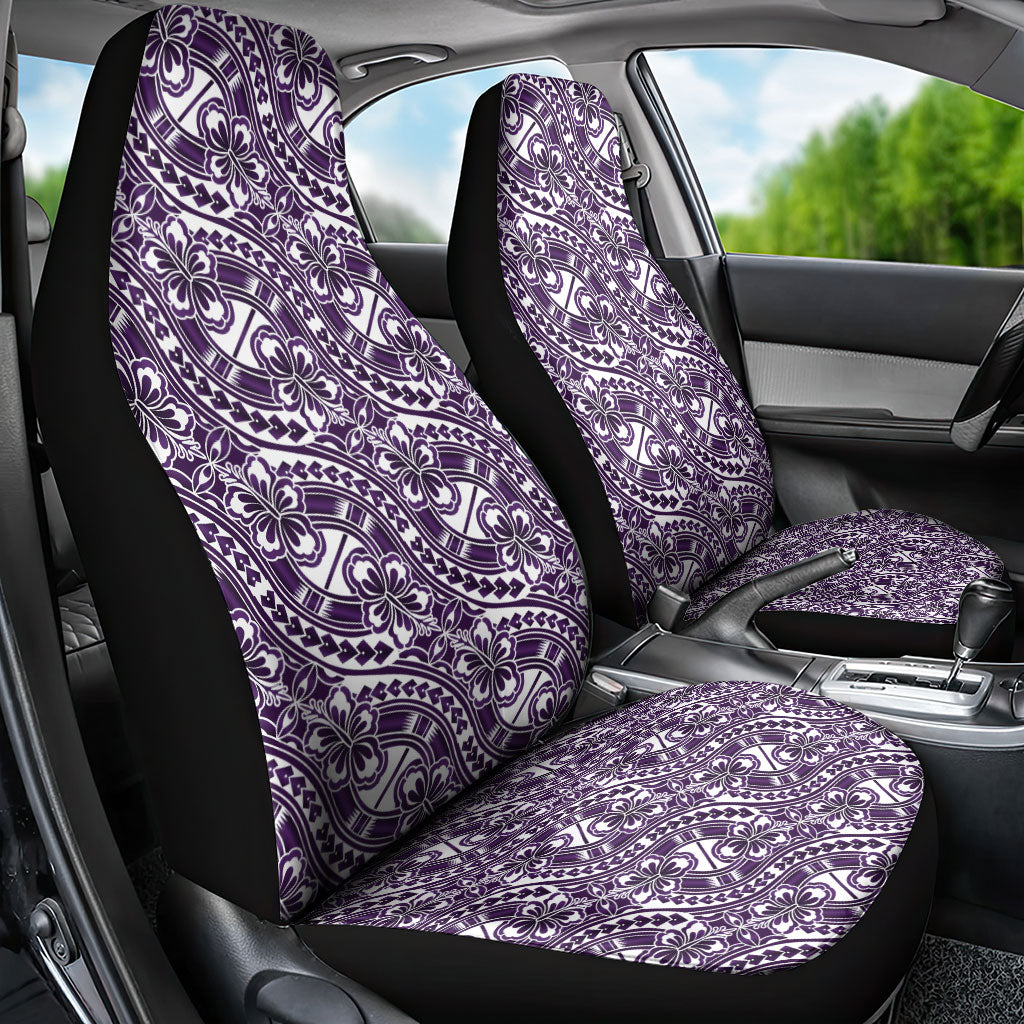 Hibiscus Bloom Island Tribal Waves Car Seat Cover Purple Polynesian Pattern LT01 - Polynesian Pride