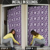 Hibiscus Bloom Island Tribal Waves Door Cover Purple Polynesian Pattern LT01 - Polynesian Pride