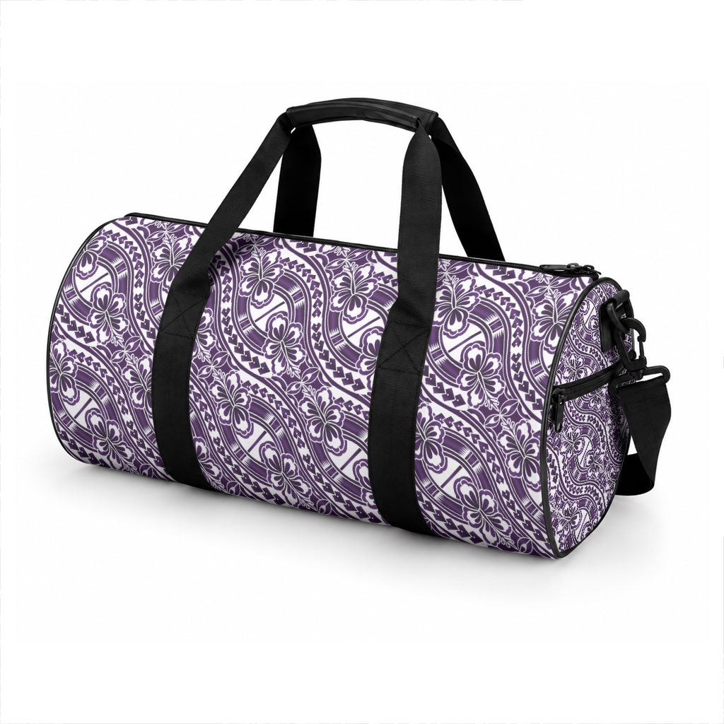 Hibiscus Bloom Island Tribal Waves Duffle Bag Purple Polynesian Pattern LT01 - Polynesian Pride