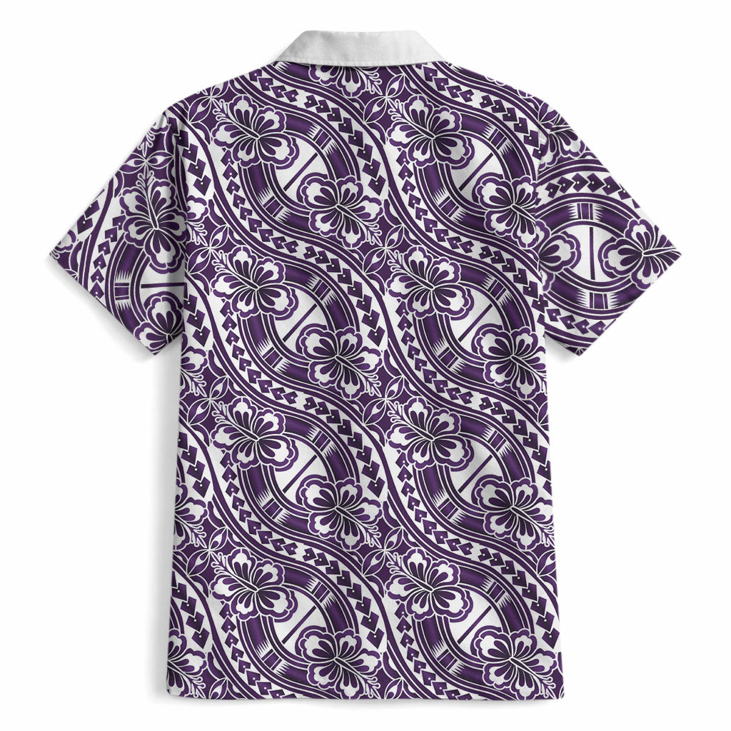 Hibiscus Bloom Island Tribal Waves Hawaiian Shirt Purple Polynesian Pattern LT01 - Polynesian Pride
