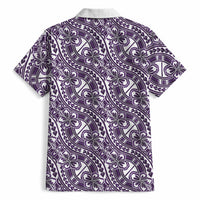 Hibiscus Bloom Island Tribal Waves Hawaiian Shirt Purple Polynesian Pattern LT01 - Polynesian Pride