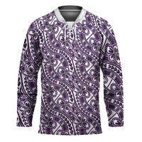 Hibiscus Bloom Island Tribal Waves Hockey Jersey Purple Polynesian Pattern LT01 Unisex Purple - Polynesian Pride