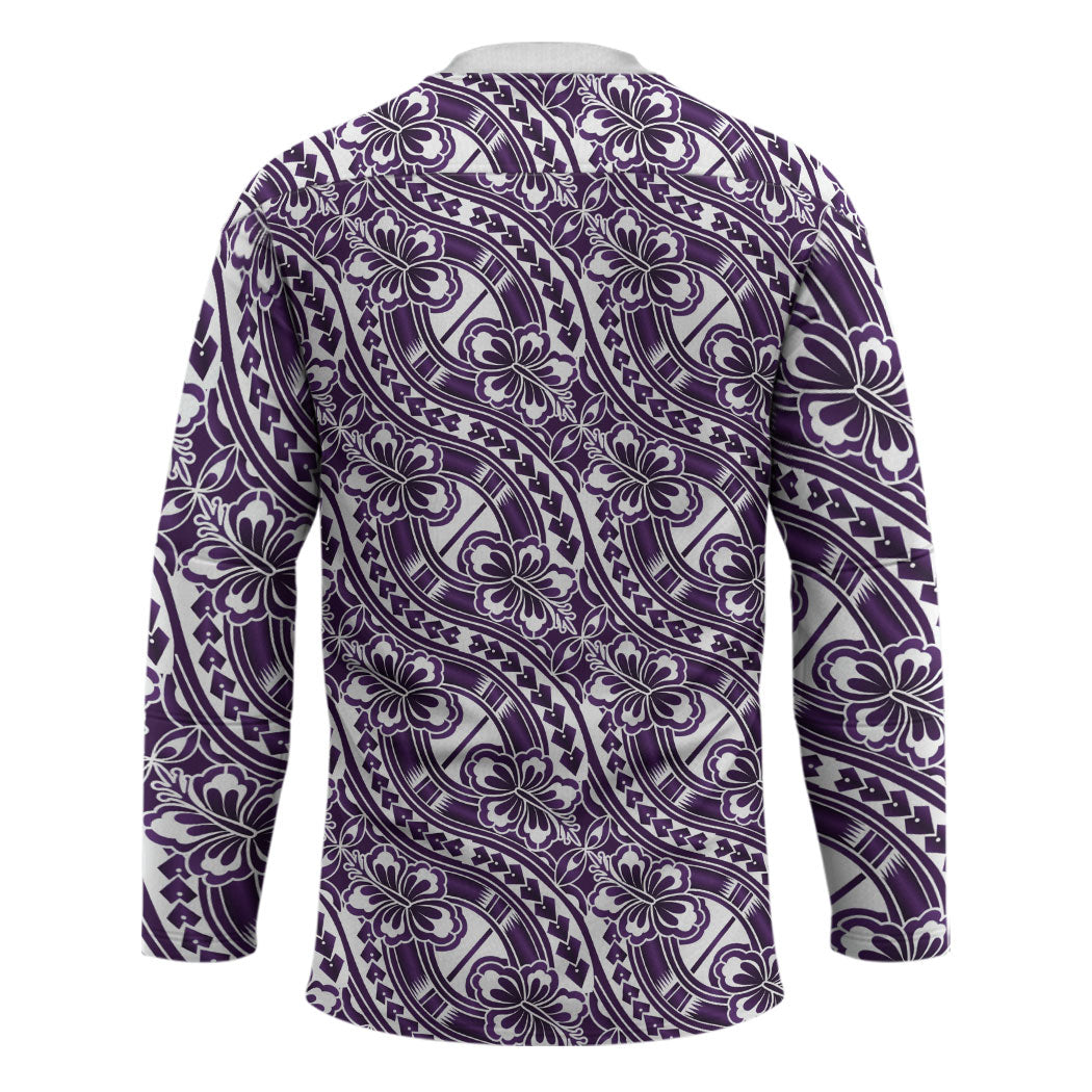 Hibiscus Bloom Island Tribal Waves Hockey Jersey Purple Polynesian Pattern LT01 - Polynesian Pride