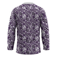 Hibiscus Bloom Island Tribal Waves Hockey Jersey Purple Polynesian Pattern LT01 - Polynesian Pride
