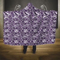 Hibiscus Bloom Island Tribal Waves Hooded Blanket Purple Polynesian Pattern LT01 - Polynesian Pride