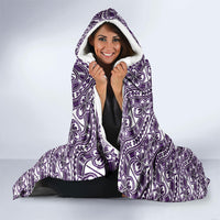 Hibiscus Bloom Island Tribal Waves Hooded Blanket Purple Polynesian Pattern LT01 - Polynesian Pride