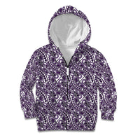 Hibiscus Bloom Island Tribal Waves Kid Hoodie Purple Polynesian Pattern LT01 Zip Hoodie Purple - Polynesian Pride