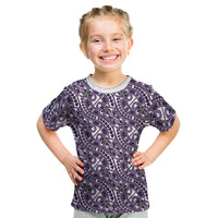 Hibiscus Bloom Island Tribal Waves Kid T Shirt Purple Polynesian Pattern LT01 Purple - Polynesian Pride