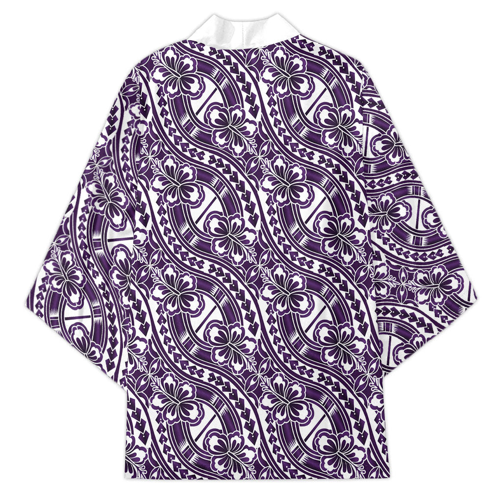 Hibiscus Bloom Island Tribal Waves Kimono Purple Polynesian Pattern LT01 - Polynesian Pride