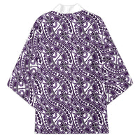 Hibiscus Bloom Island Tribal Waves Kimono Purple Polynesian Pattern LT01 - Polynesian Pride