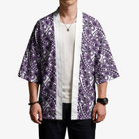 Hibiscus Bloom Island Tribal Waves Kimono Purple Polynesian Pattern LT01 - Polynesian Pride