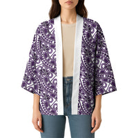 Hibiscus Bloom Island Tribal Waves Kimono Purple Polynesian Pattern LT01 - Polynesian Pride