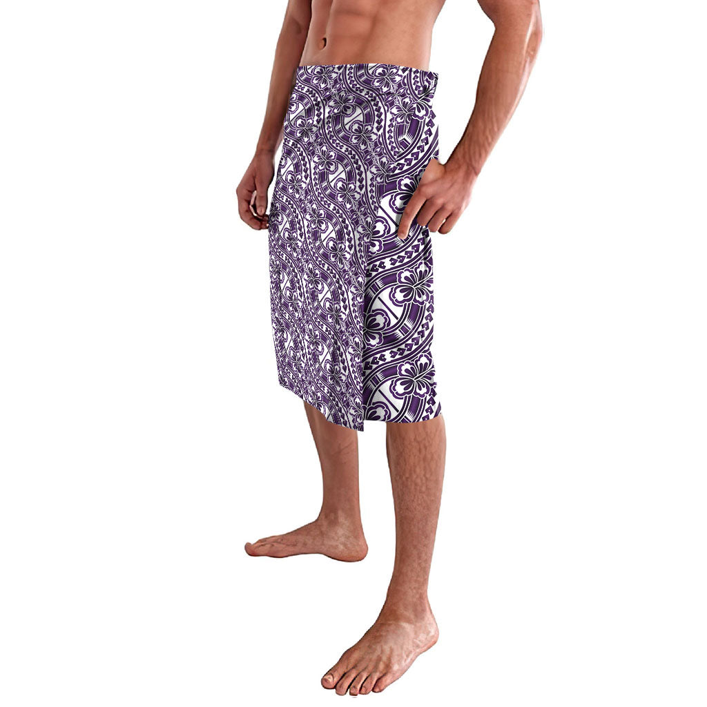Hibiscus Bloom Island Tribal Waves Lavalava Purple Polynesian Pattern LT01 - Polynesian Pride