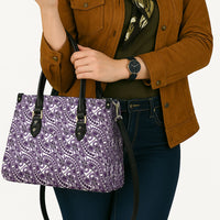 Hibiscus Bloom Island Tribal Waves Leather Bag Purple Polynesian Pattern LT01 - Polynesian Pride