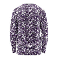 Hibiscus Bloom Island Tribal Waves Long Sleeve Shirt Purple Polynesian Pattern LT01 - Polynesian Pride