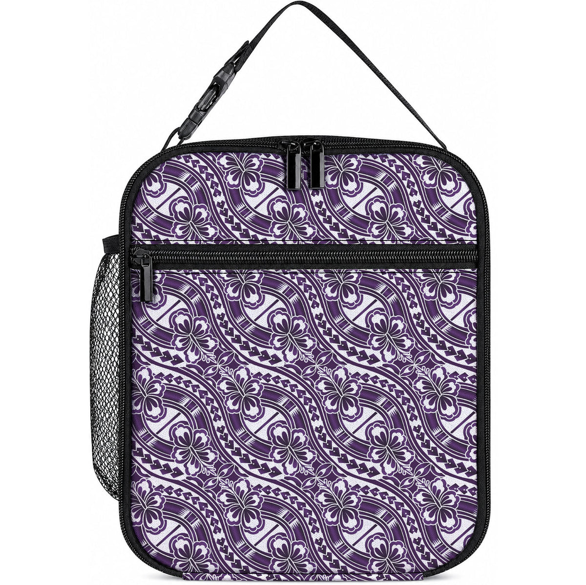 Hibiscus Bloom Island Tribal Waves Lunch Bag Purple Polynesian Pattern LT01 10.2 × 8.3 × 4.3 inch Purple - Polynesian Pride