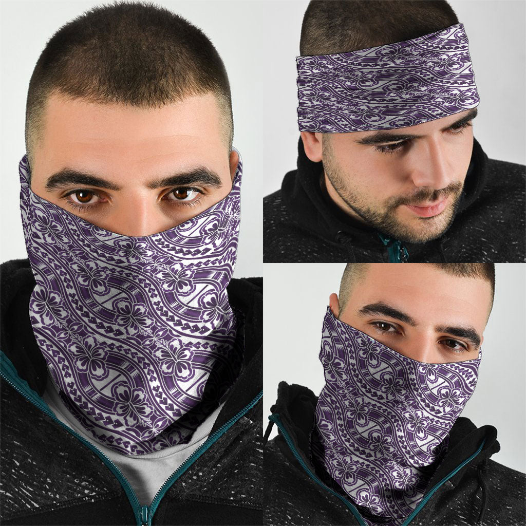 Hibiscus Bloom Island Tribal Waves Neck Gaiter Purple Polynesian Pattern LT01 - Polynesian Pride