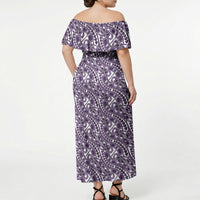 Hibiscus Bloom Island Tribal Waves Off Shoulder Maxi Dress Purple Polynesian Pattern LT01 - Polynesian Pride