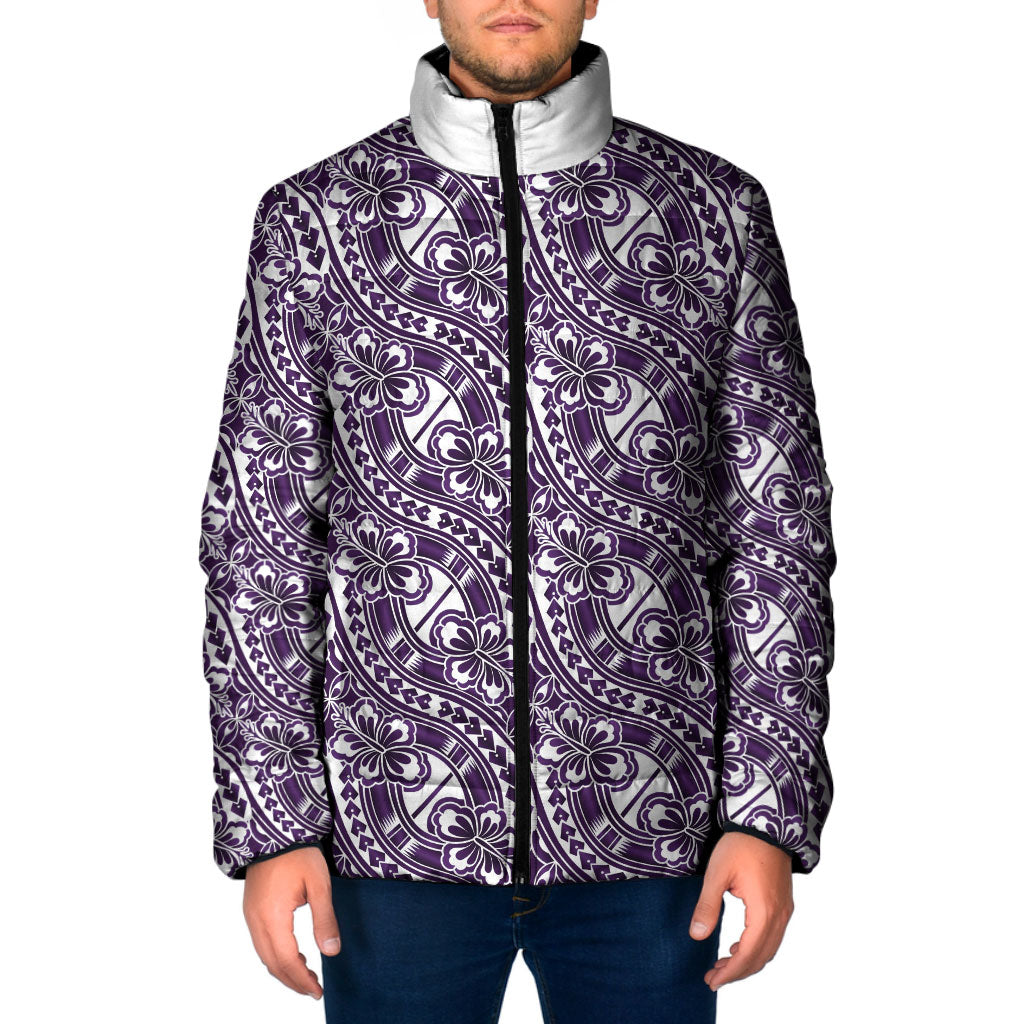 Hibiscus Bloom Island Tribal Waves Padded Jacket Purple Polynesian Pattern LT01 Men Purple - Polynesian Pride
