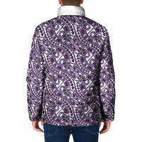 Hibiscus Bloom Island Tribal Waves Padded Jacket Purple Polynesian Pattern LT01 - Polynesian Pride