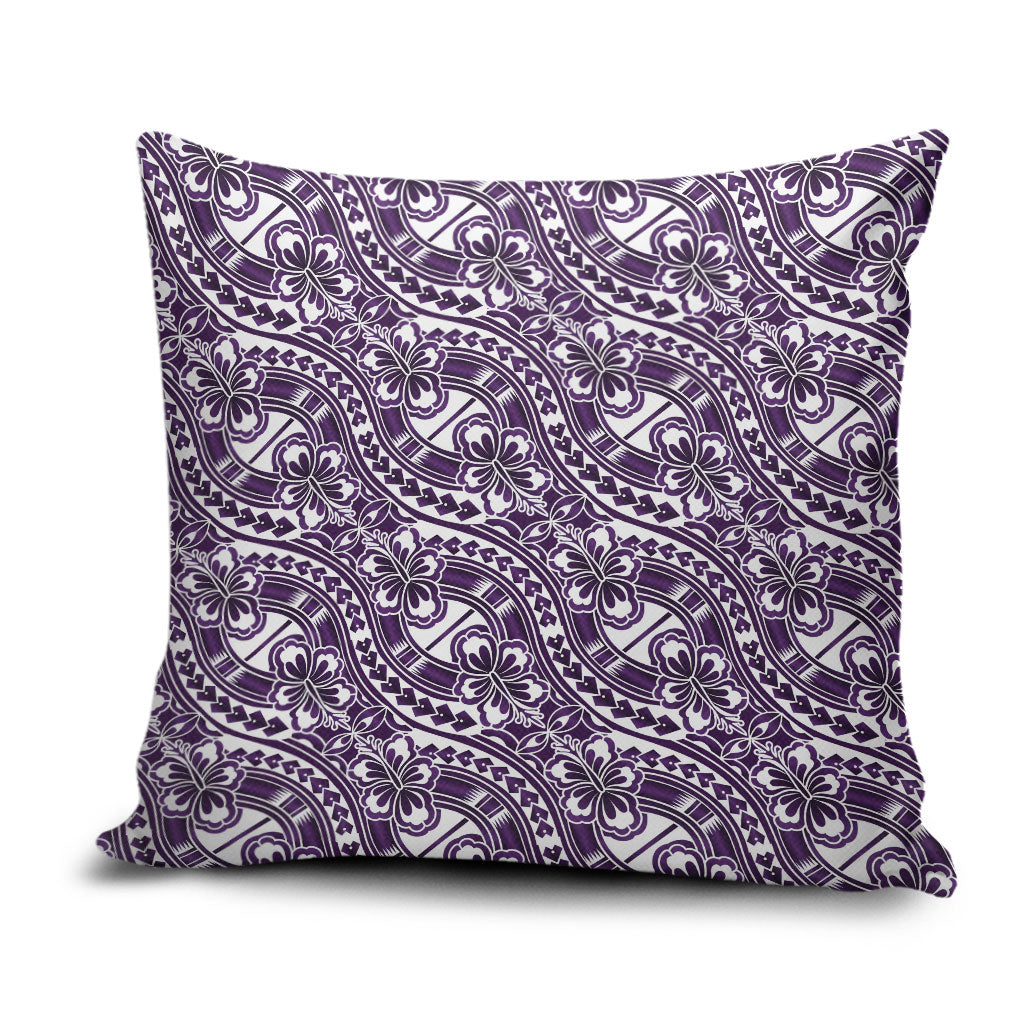 Hibiscus Bloom Island Tribal Waves Pillow Cover Purple Polynesian Pattern LT01 Purple - Polynesian Pride