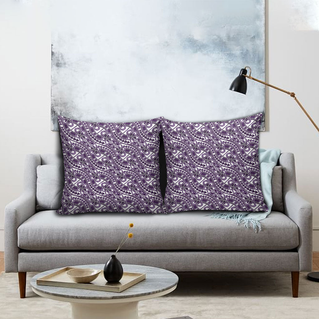 Hibiscus Bloom Island Tribal Waves Pillow Cover Purple Polynesian Pattern LT01 - Polynesian Pride