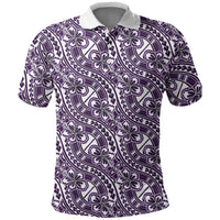 Hibiscus Bloom Island Tribal Waves Polo Shirt Purple Polynesian Pattern LT01 Purple - Polynesian Pride