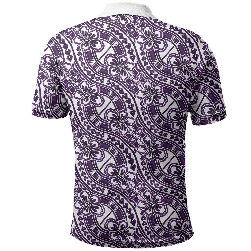 Hibiscus Bloom Island Tribal Waves Polo Shirt Purple Polynesian Pattern LT01 - Polynesian Pride