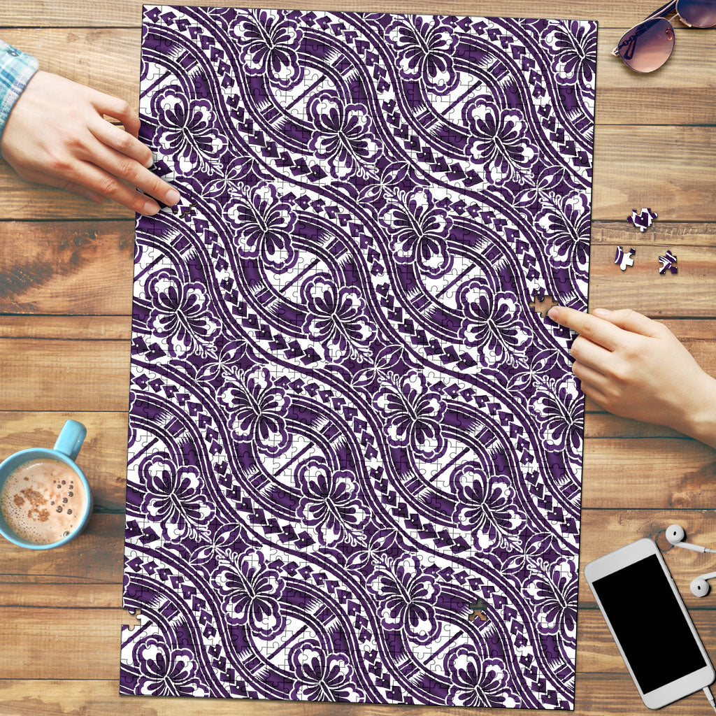 Hibiscus Bloom Island Tribal Waves Puzzle Purple Polynesian Pattern LT01 Purple - Polynesian Pride