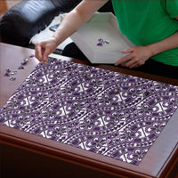 Hibiscus Bloom Island Tribal Waves Puzzle Purple Polynesian Pattern LT01 - Polynesian Pride