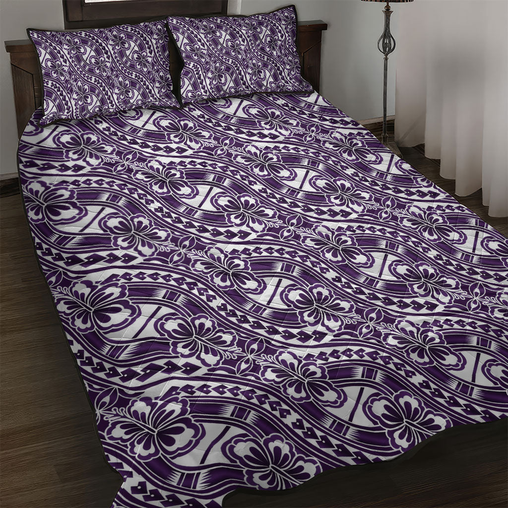 Hibiscus Bloom Island Tribal Waves Quilt Bed Set Purple Polynesian Pattern LT01 Purple - Polynesian Pride