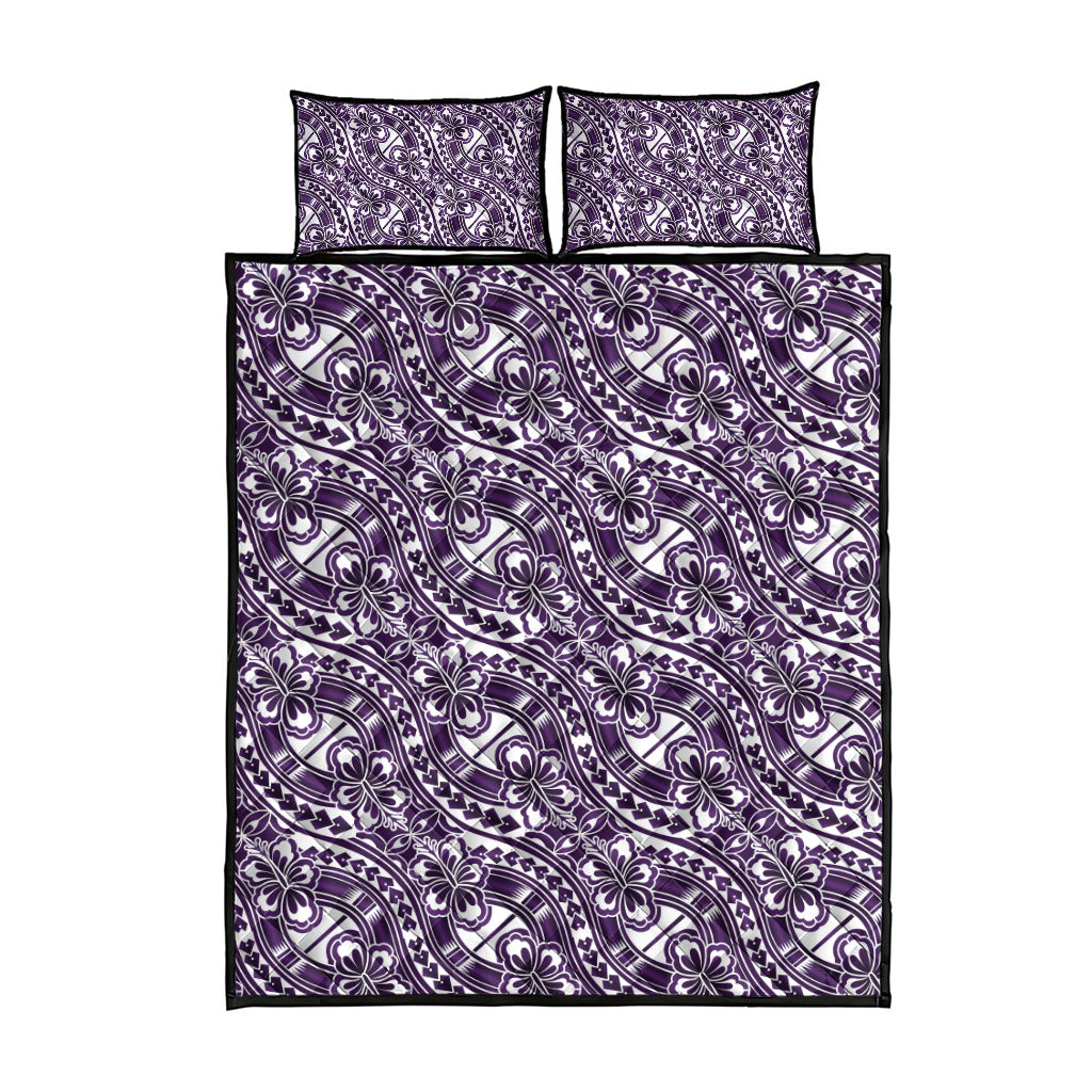 Hibiscus Bloom Island Tribal Waves Quilt Bed Set Purple Polynesian Pattern LT01 - Polynesian Pride