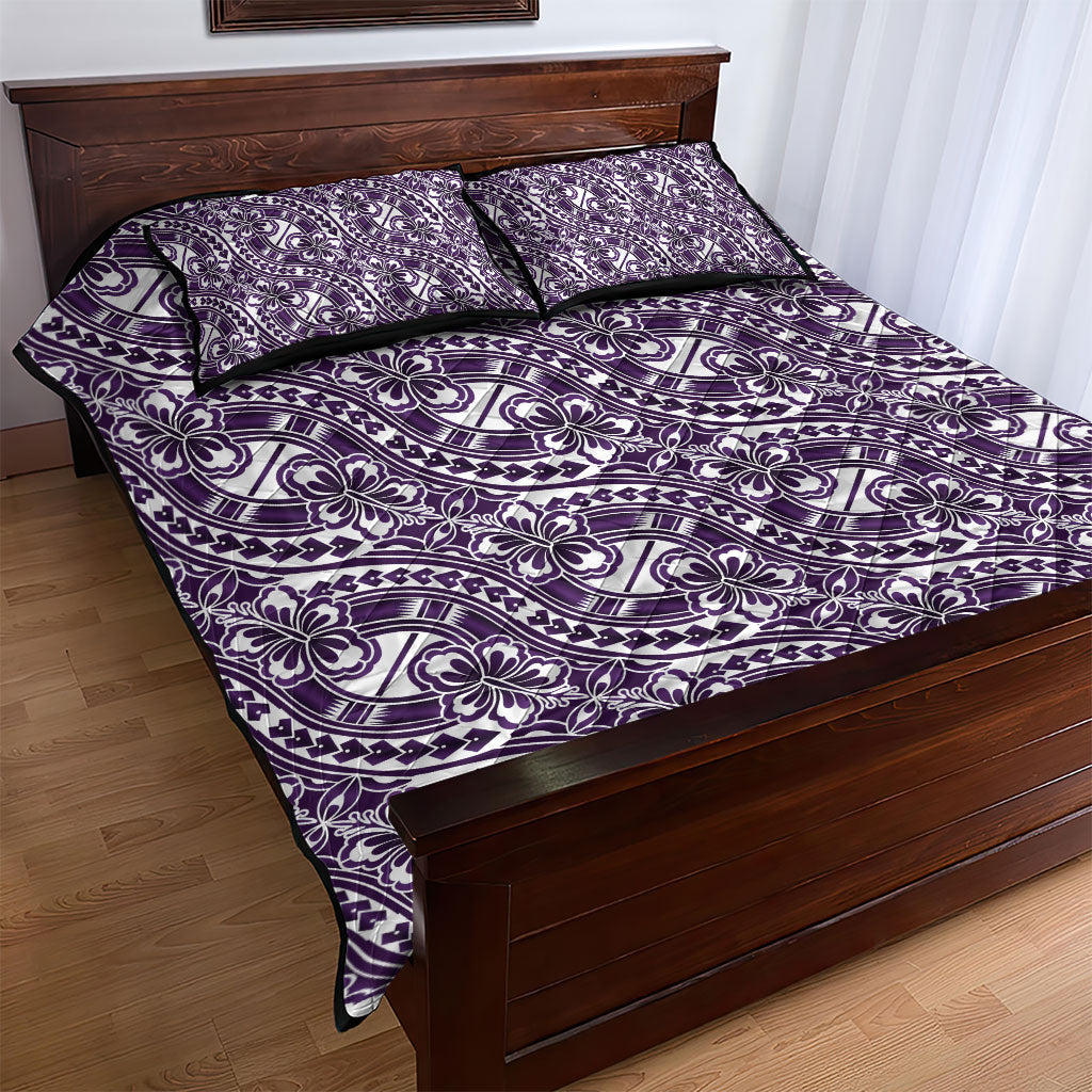 Hibiscus Bloom Island Tribal Waves Quilt Bed Set Purple Polynesian Pattern LT01 - Polynesian Pride