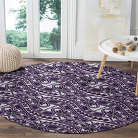 Hibiscus Bloom Island Tribal Waves Round Carpet Purple Polynesian Pattern LT01 - Polynesian Pride