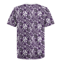 Hibiscus Bloom Island Tribal Waves Rugby Jersey Purple Polynesian Pattern LT01 - Polynesian Pride