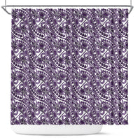 Hibiscus Bloom Island Tribal Waves Shower Curtain Purple Polynesian Pattern LT01 Purple - Polynesian Pride