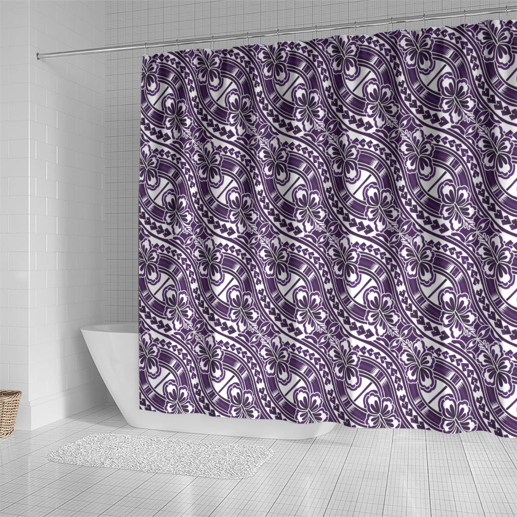 Hibiscus Bloom Island Tribal Waves Shower Curtain Purple Polynesian Pattern LT01 - Polynesian Pride