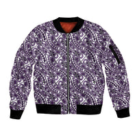 Hibiscus Bloom Island Tribal Waves Sleeve Zip Bomber Jacket Purple Polynesian Pattern LT01 Unisex Purple - Polynesian Pride