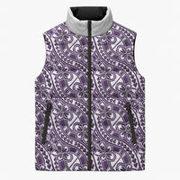 Hibiscus Bloom Island Tribal Waves Sleeveless Puffer Jacket Purple Polynesian Pattern LT01 Unisex Purple - Polynesian Pride