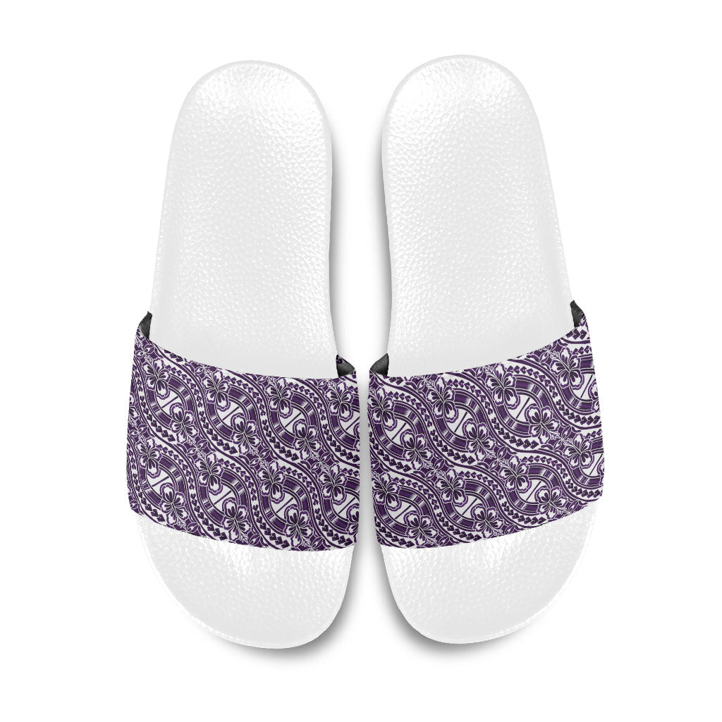 Hibiscus Bloom Island Tribal Waves Slide Sandals Purple Polynesian Pattern LT01 Purple - Polynesian Pride