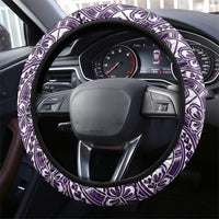 Hibiscus Bloom Island Tribal Waves Steering Wheel Cover Purple Polynesian Pattern LT01 - Polynesian Pride