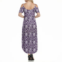 Hibiscus Bloom Island Tribal Waves Summer Maxi Dress Purple Polynesian Pattern LT01 - Polynesian Pride