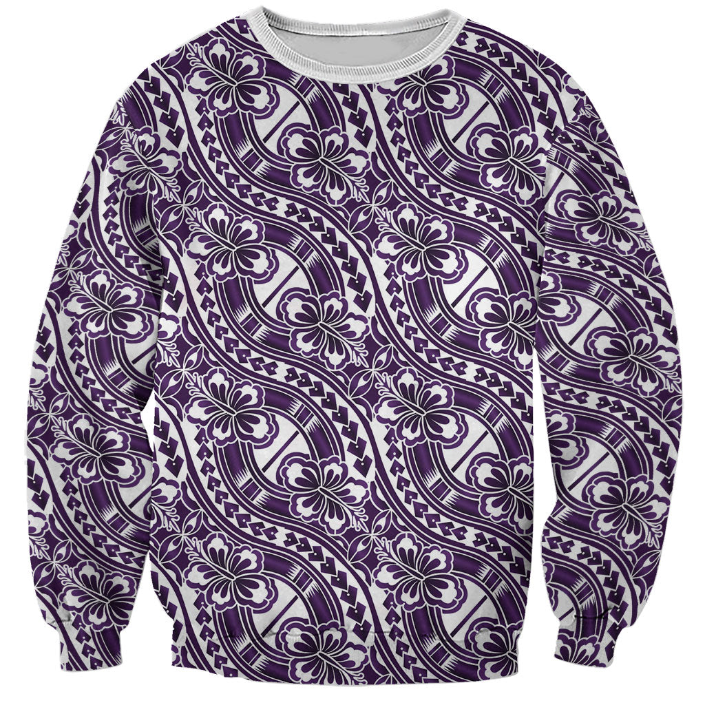 Hibiscus Bloom Island Tribal Waves Sweatshirt Purple Polynesian Pattern LT01 Unisex Purple - Polynesian Pride